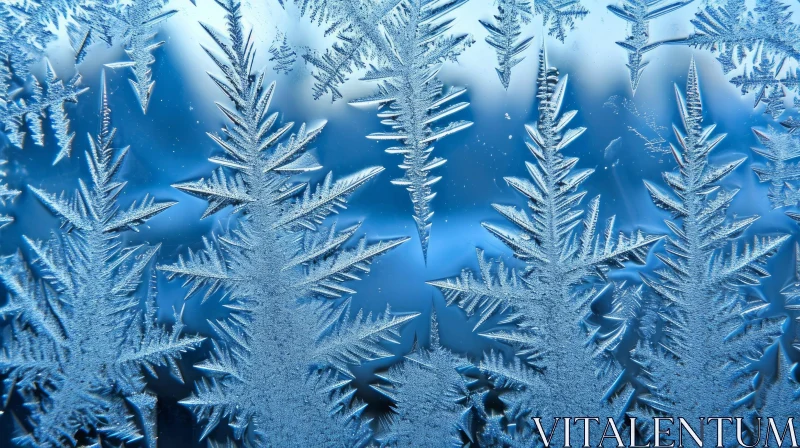 Delicate Frost Crystals on Window - A Captivating Nature Close-up AI Image