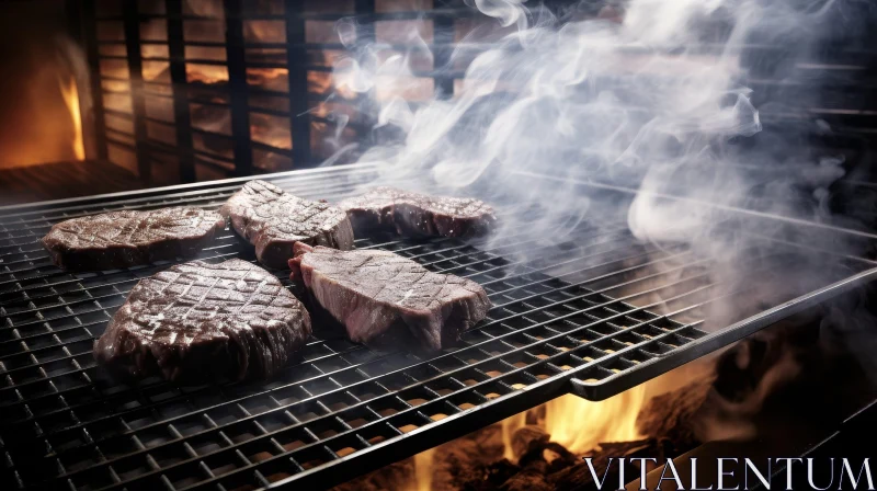 Fire-Grilled Steak: Juicy and Delicious Cooking Scene AI Image