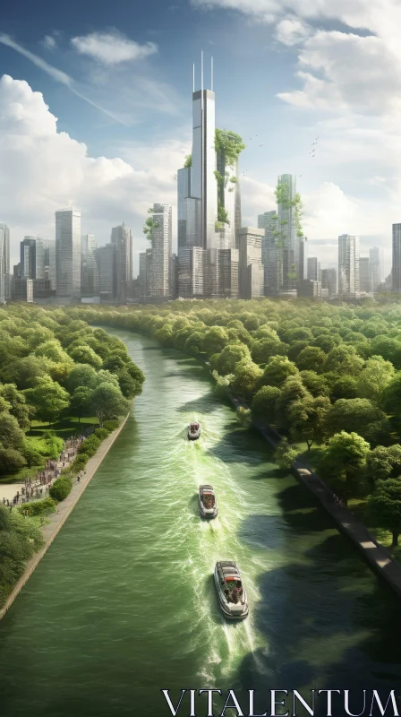 AI ART Future Green Cityscape - Harmony with Nature