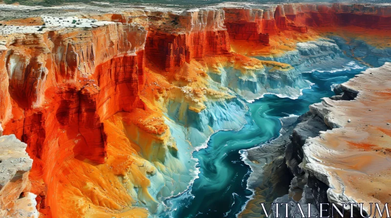 Majestic Canyon with Colorful Walls and Blue River AI Image