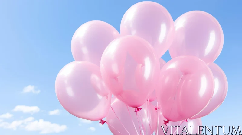 Pink Balloons in Sky - Joyful Celebration Illustration AI Image