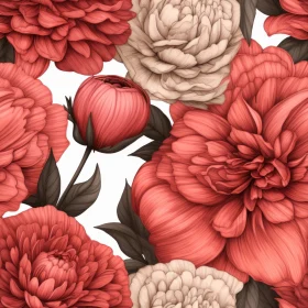 Red and Cream Peony Floral Pattern - Home Decor Design