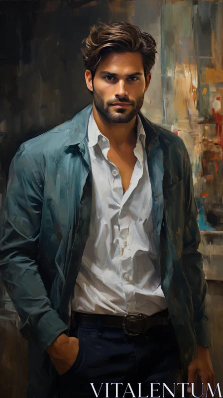 AI ART Serious Young Man Portrait in City Setting