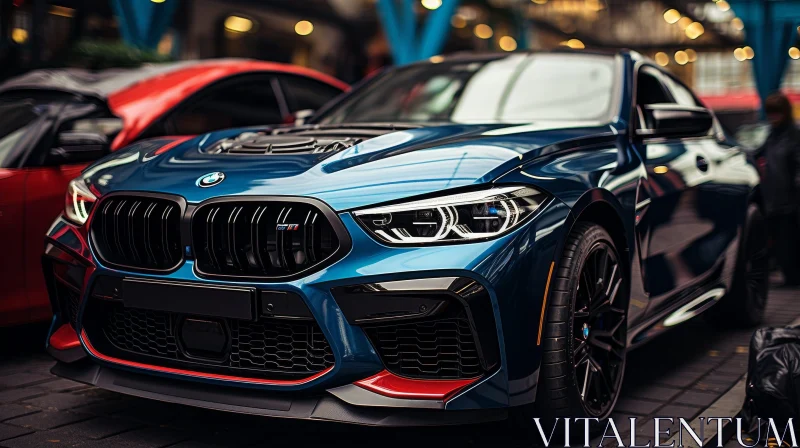 Blue BMW X6M Competition on City Street AI Image