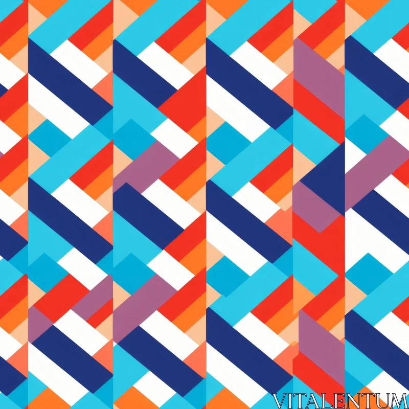 Blue Orange Herringbone Geometric Pattern AI Image