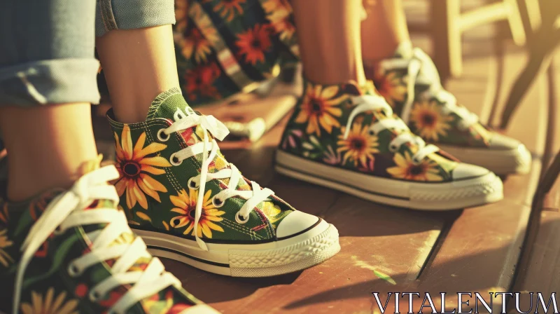Captivating Floral High-Top Sneakers: A Fusion of Fashion and Nature AI Image