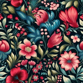 Dark Blue Floral Seamless Pattern