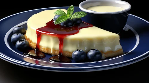 Delicious Cheesecake with Blueberries and Berry Sauce