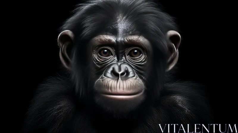 Detailed Chimpanzee Portrait Painting AI Image
