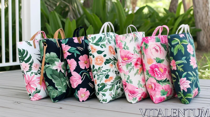 Elegant Floral Tote Bags | Exquisite Cotton Fabric | Versatile Shoulder Straps AI Image