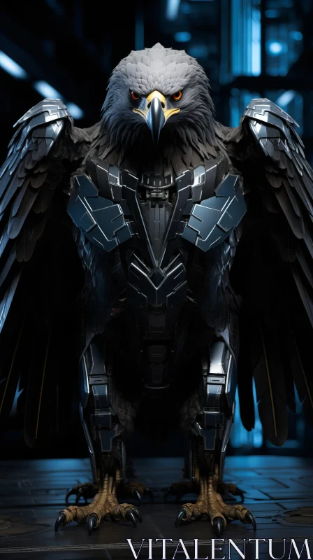 Futuristic Iron Eagle in Gothic Setting AI Image