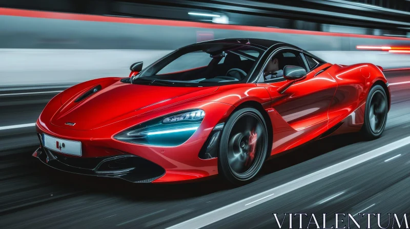 Red McLaren 720S Supercar Speeding in Tunnel AI Image