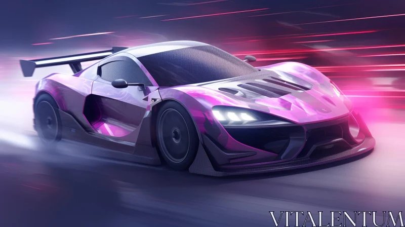 AI ART Speedy Purple Sports Car Light Trail Motion Blur