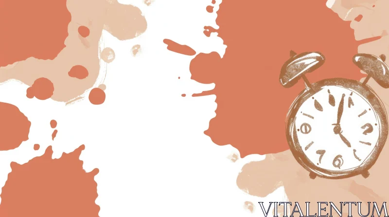 AI ART Watercolor Painting of a Clock | Brown Dial | 3:00