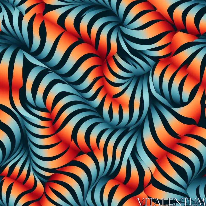 AI ART Blue and Orange Abstract Seamless Pattern