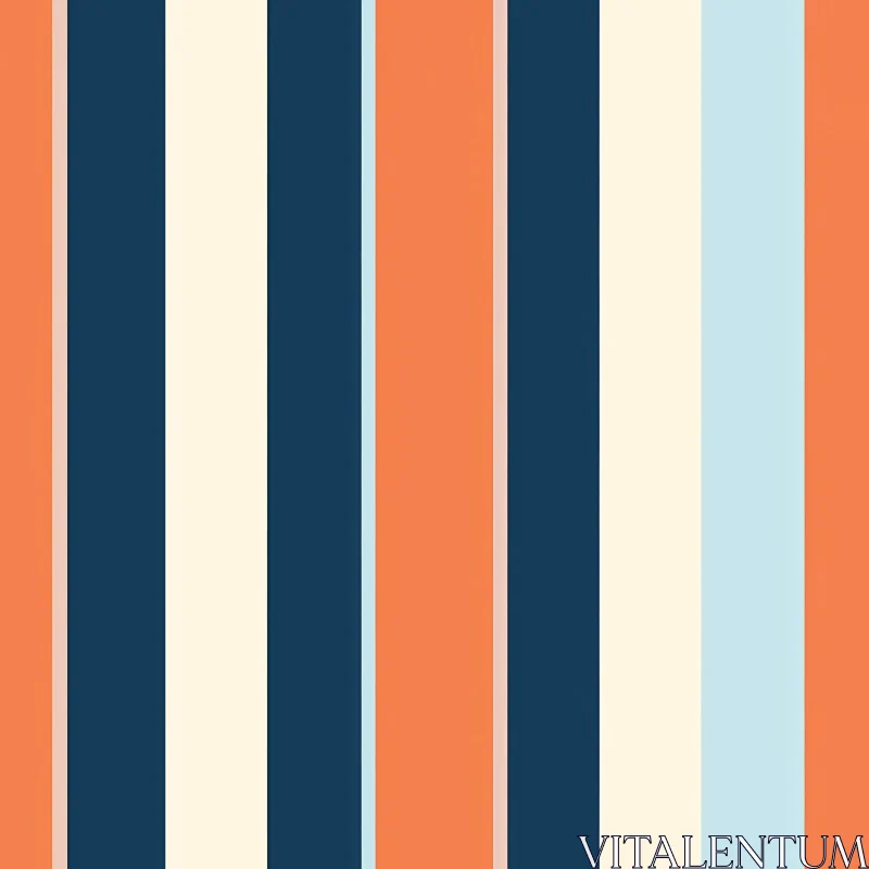 AI ART Blue Orange Cream Vertical Stripes Pattern