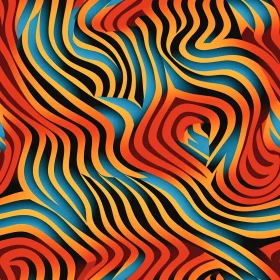 Colorful Abstract Seamless Pattern with Psychedelic Waves