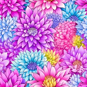Colorful Dahlia Flower Pattern for Fabric and Home Decor