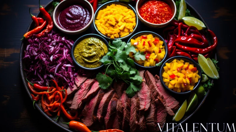 Delicious and Healthy Steak Meal with Roasted Vegetables and Fresh Fruit AI Image