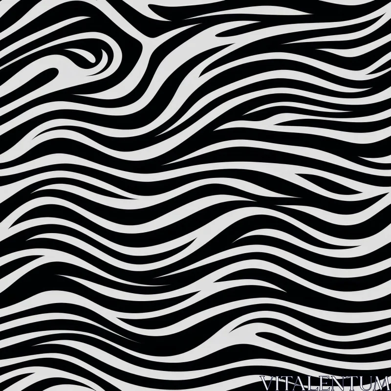 Elegant Black and White Zebra Stripes Seamless Pattern AI Image