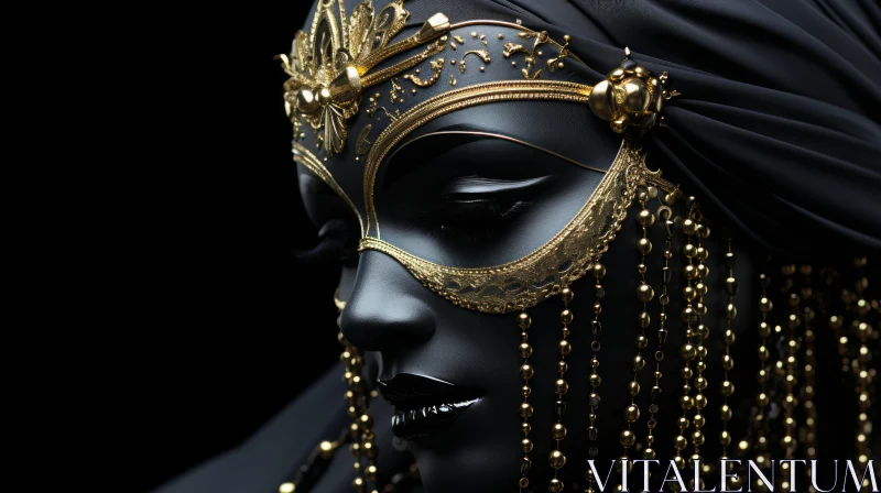 Elegant Woman Portrait with Venetian Mask AI Image