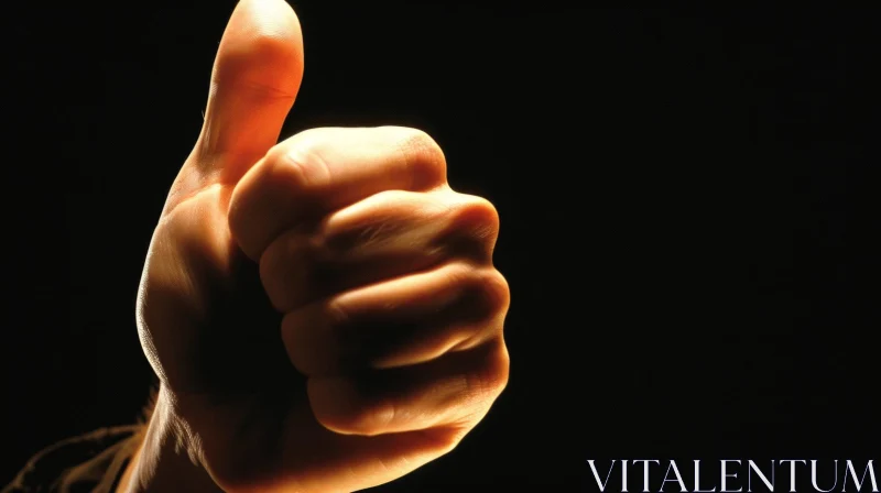 Expressive Hand Gesture: Thumbs Up in Spotlight AI Image