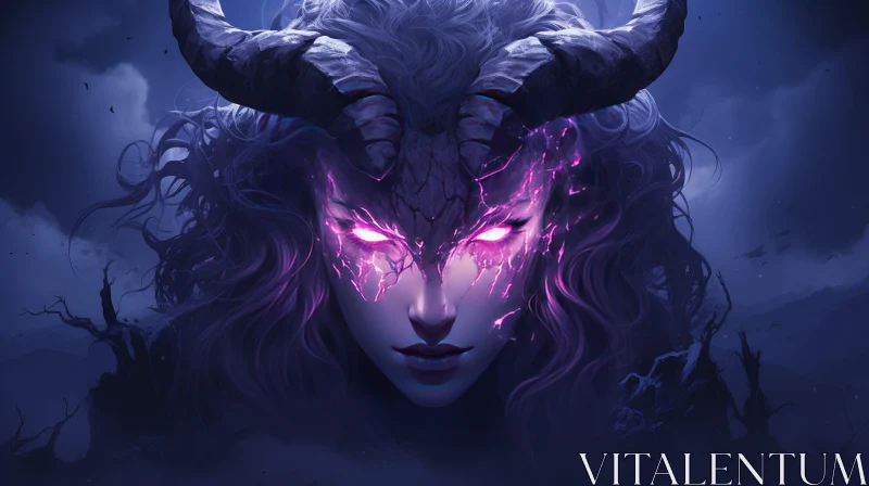 Female Demon Portrait - Dark Fantasy Artwork AI Image
