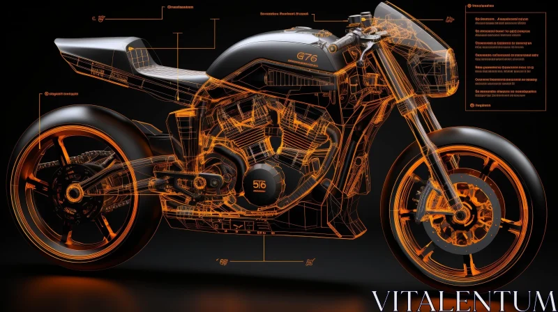 Futuristic Motorcycle 3D Model | High-Tech Features AI Image