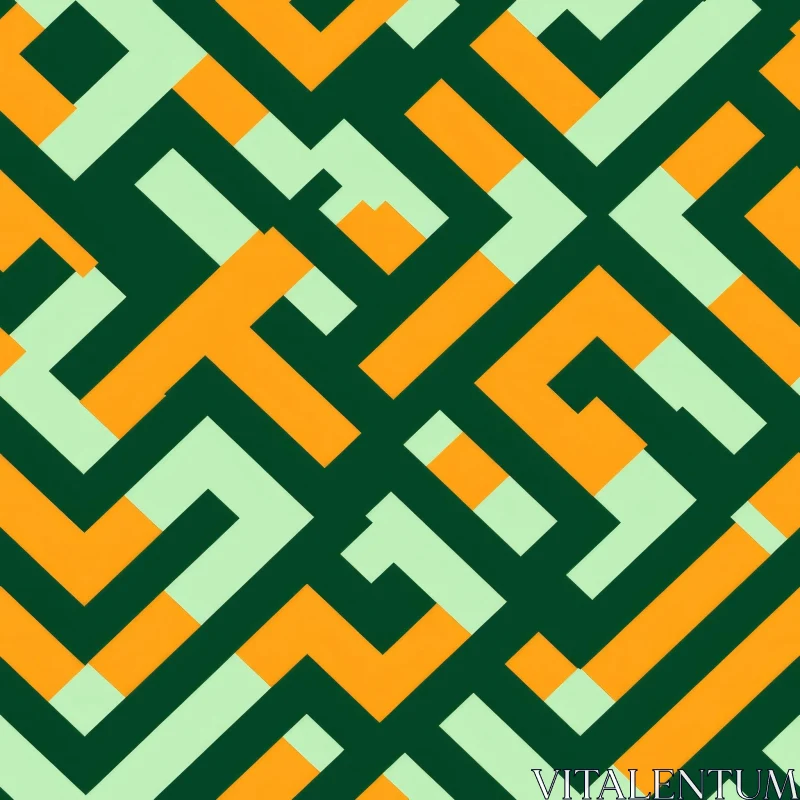 AI ART Intricate Geometric Pattern - Orange & Green Design