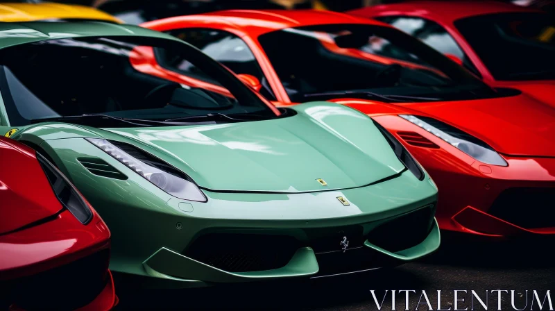 Luxury Sports Cars Lineup - Colorful Automobiles AI Image