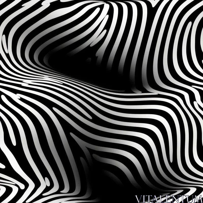 Monochrome Zebra Stripes - Abstract 3D Rendering AI Image