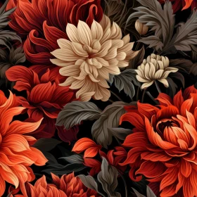 Red and Cream Floral Pattern - Seamless Design
