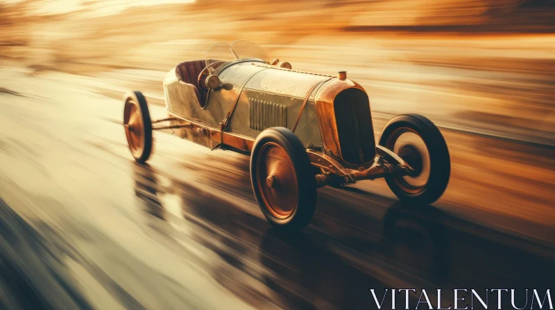 AI ART Vintage Car Racing on Track: Speed and Style