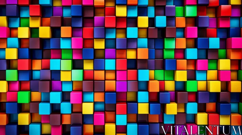AI ART Colorful Cubes Grid 3D Rendering