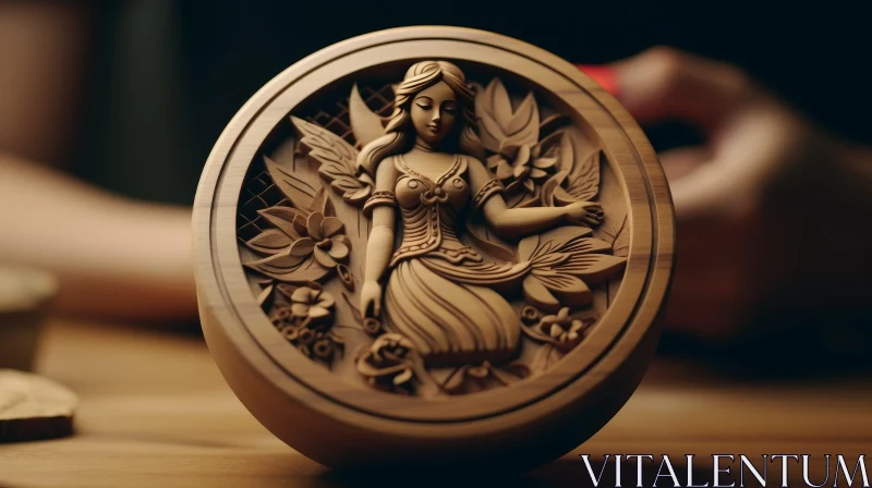 Enchanting Wood Carving of a Glowing Fairy AI Image
