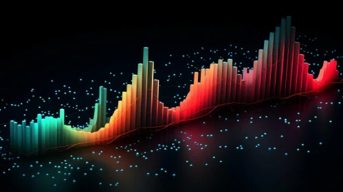 Glowing Multicolored 3D Bar Graph Illustration