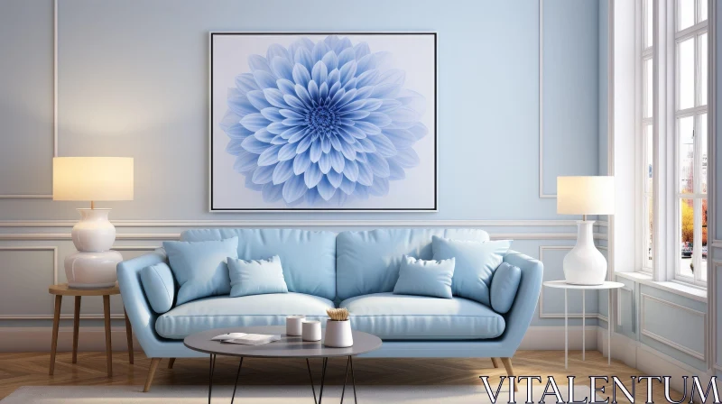 AI ART Modern Blue Living Room Decor | Interior Design Inspiration