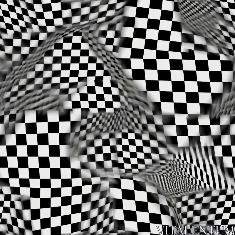 Monochrome Checkered Pattern - Dynamic Grid Design AI Image