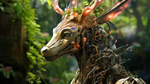 Robot Deer in Forest - A Photorealistic Fusion of Nature and Technology