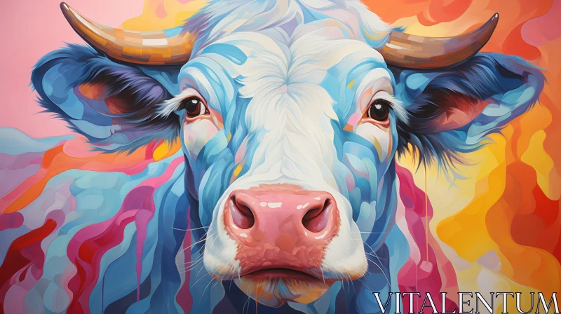 Serene Cow Digital Painting AI Image
