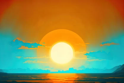 Surrealistic Sunrise over the Ocean | High Detailed Artwork