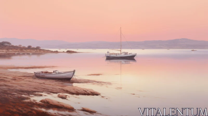 AI ART Tranquil Sea Sunset Painting