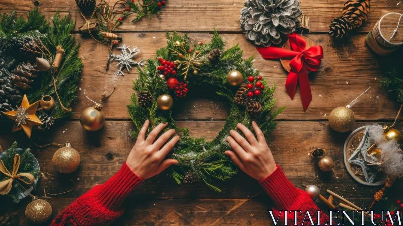 Captivating Christmas Wreath Making - Festive Crafts AI Image