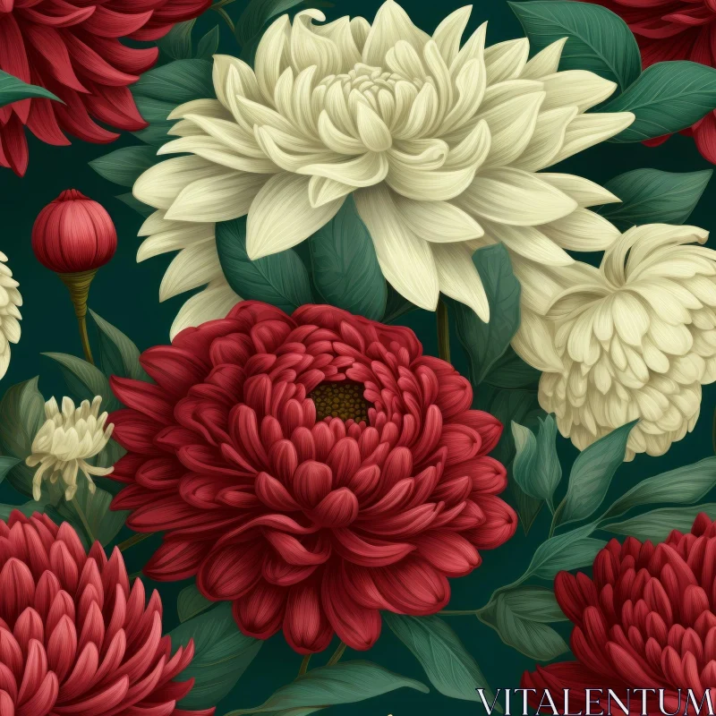 Chrysanthemum Seamless Pattern - Floral Home Decor AI Image