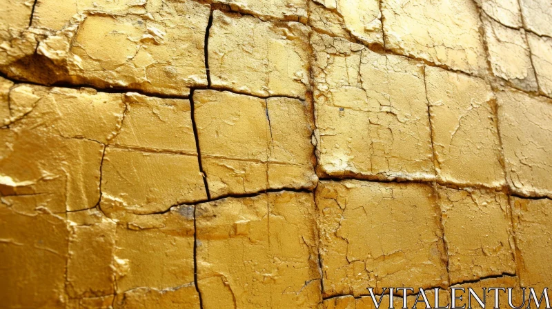 AI ART Close-Up of a Gold-Colored Cracked Wall | Abstract Art