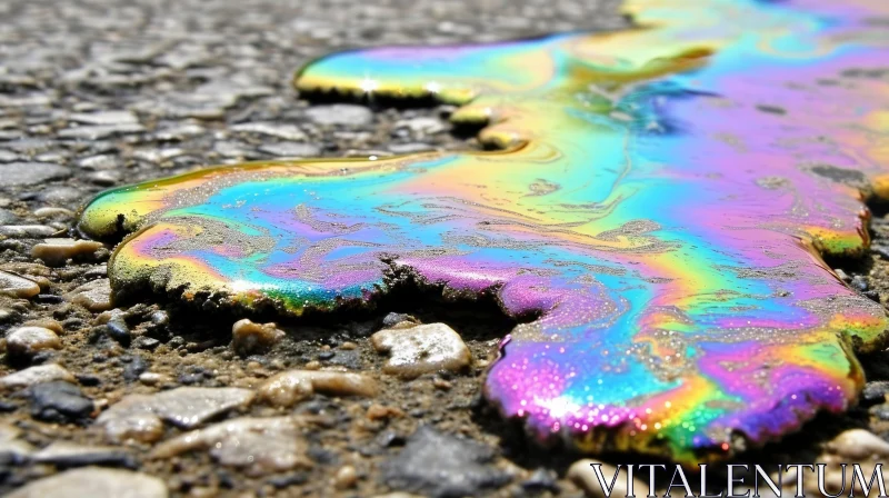 Colorful Oil Spill on Rocky Surface | Mesmerizing Artwork AI Image