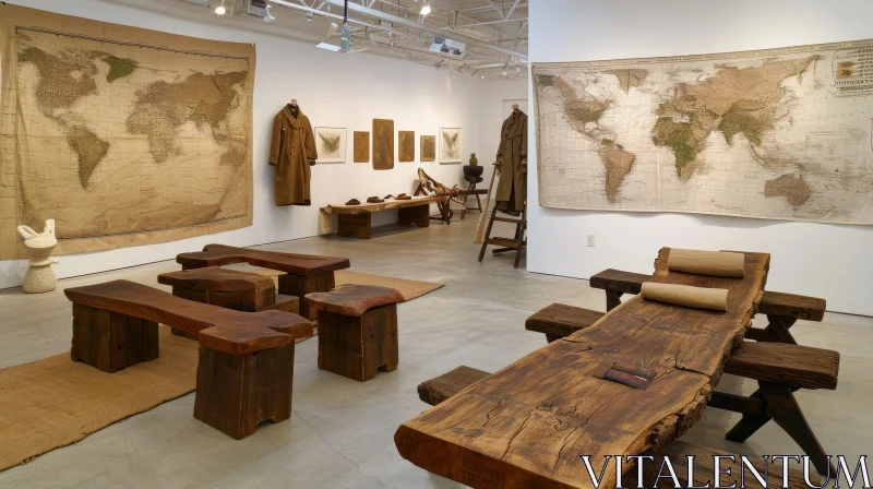 Enchanting Gallery Space with Antique and Vintage Items AI Image