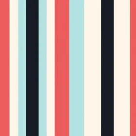 Geometric Vertical Stripes Pattern in Coral, Blue, Black, Cream