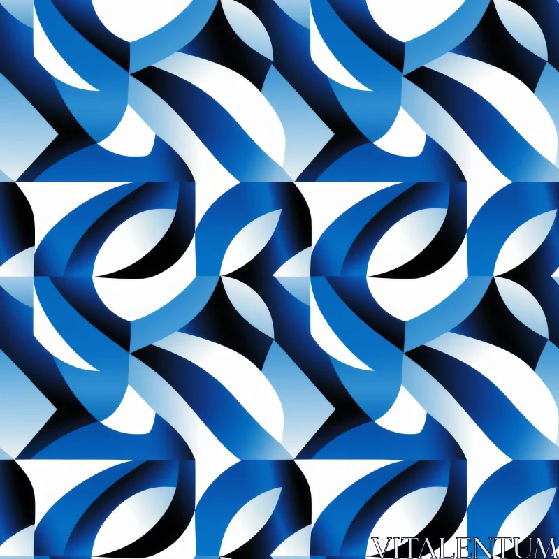 AI ART Modern Blue and White Geometric Pattern