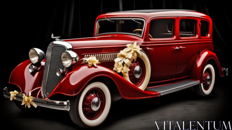 AI ART Red Vintage Car 1930s Garage